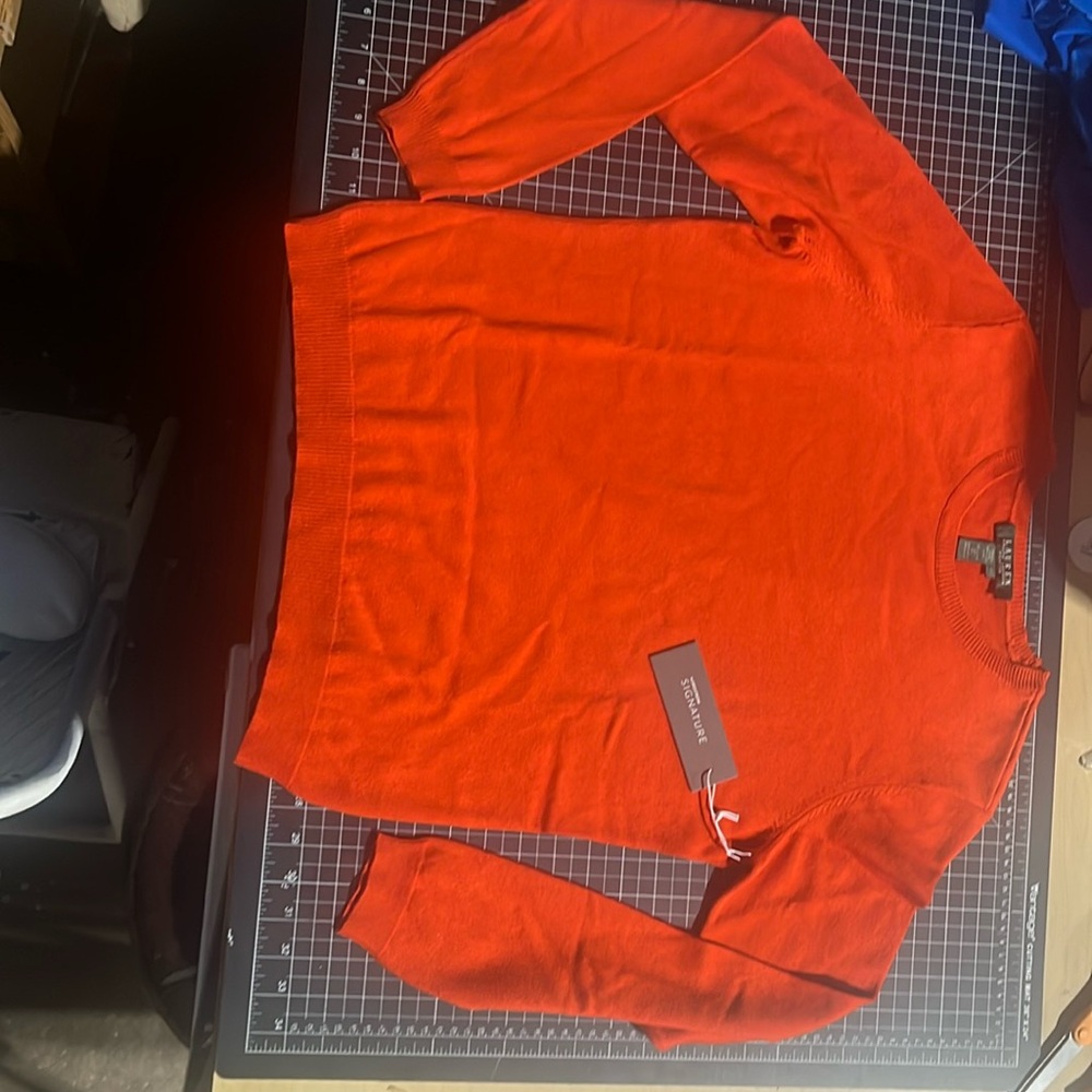 Persimmon colored silk and cashmere sweater